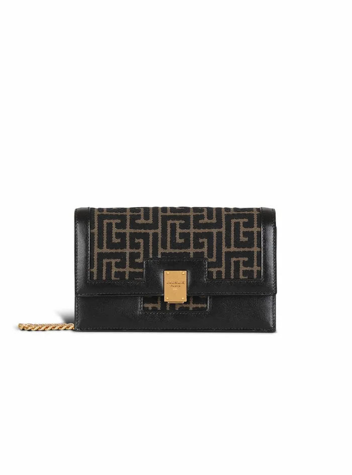 Balmain 1945 Bags Womens MiniSized Bicolor Jacquard 1945 Bag Khaki