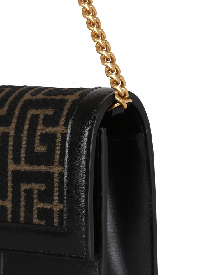 Balmain 1945 Bags Womens MiniSized Bicolor Jacquard 1945 Bag Khaki