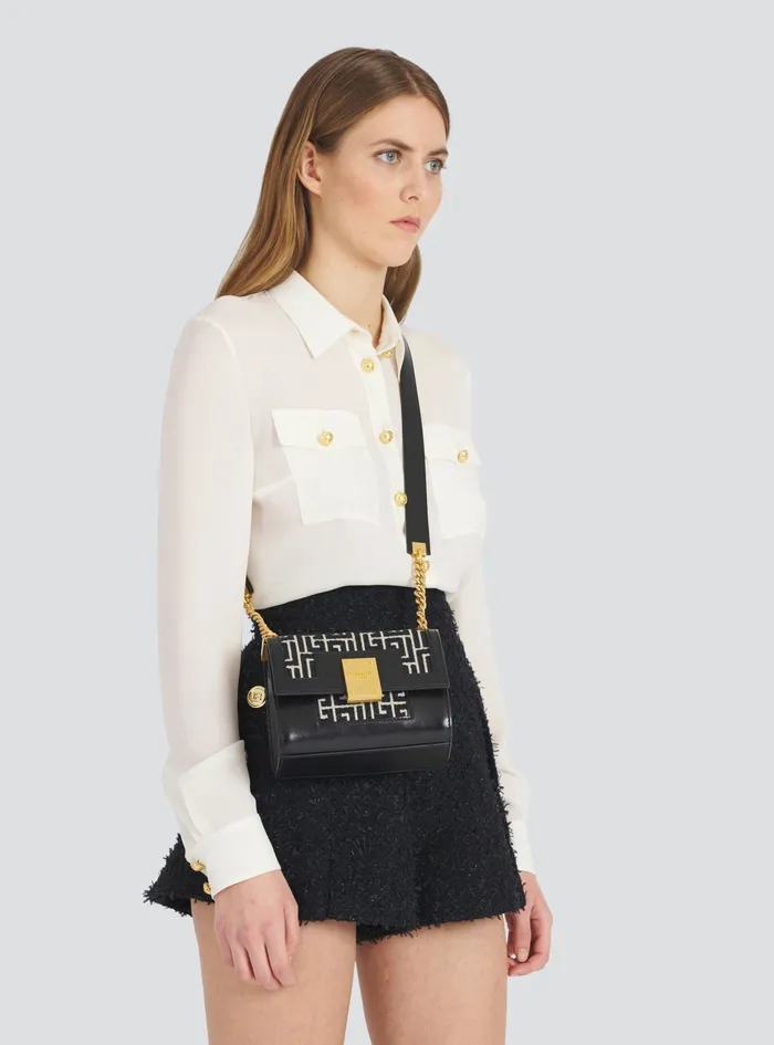 Balmain 1945 Bags Womens SmallSized Bicolor Jacquard 1945 Bag Black Balmain 1945 Bags Womens SmallSized Bicolor Jacquard 1945 Bag Black