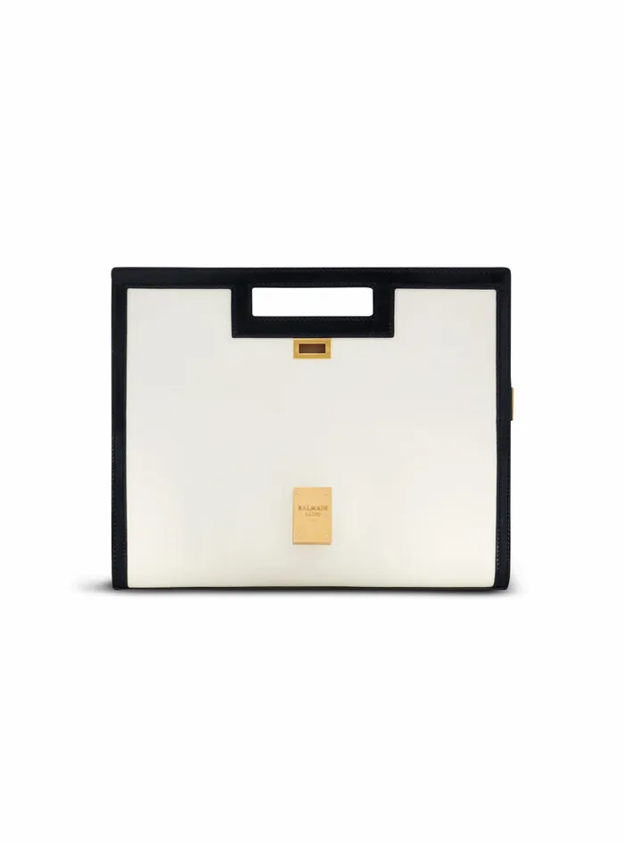 Balmain 1945 Heritage Bags Womens Oversized Black And White Leather 1945 Heritage Clutch Bag White Balmain 1945 Heritage Bags Womens Oversized Black And White Leather 1945 Heritage Clutch Bag White