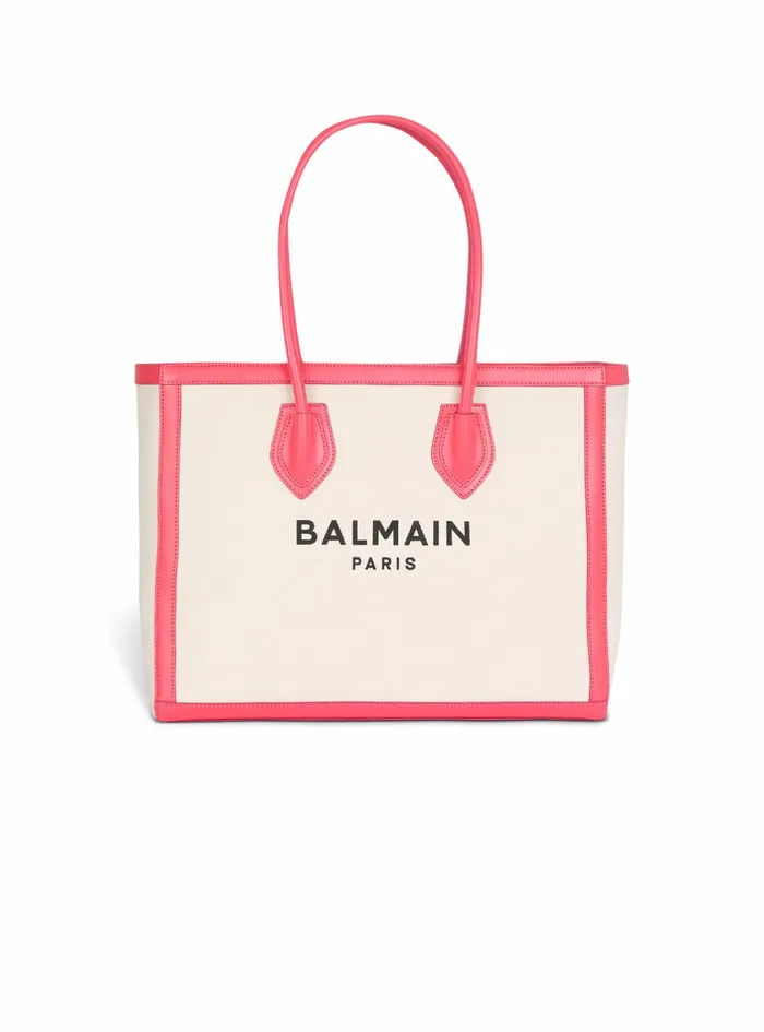 Balmain BArmy Bags Womens Canvas BArmy 42 Tote With Leather Panels Pink