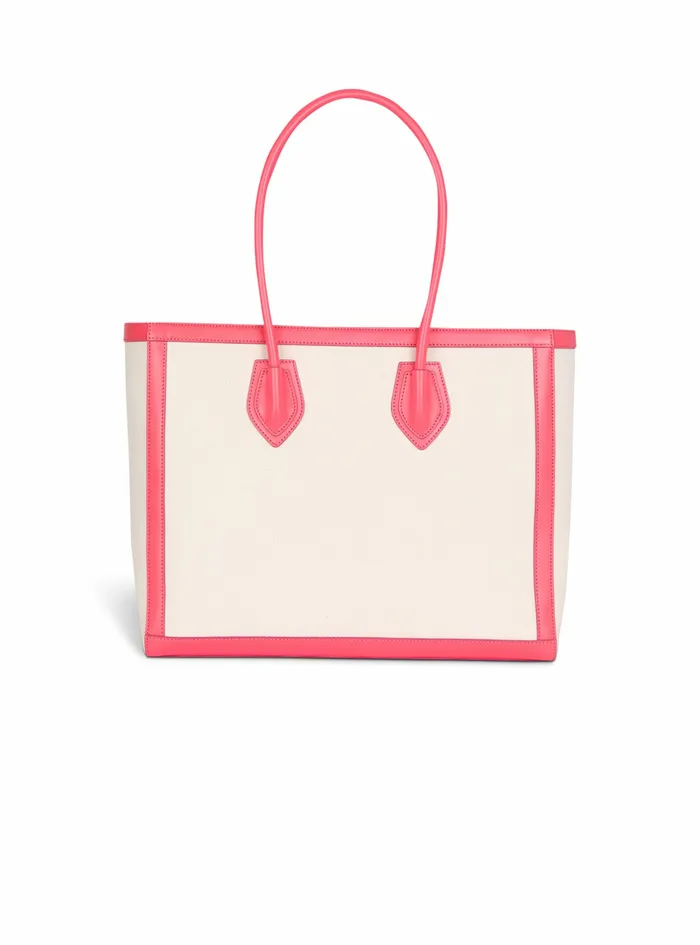 Balmain BArmy Bags Womens Canvas BArmy 42 Tote With Leather Panels Pink Balmain BArmy Bags Womens Canvas BArmy 42 Tote With Leather Panels Pink
