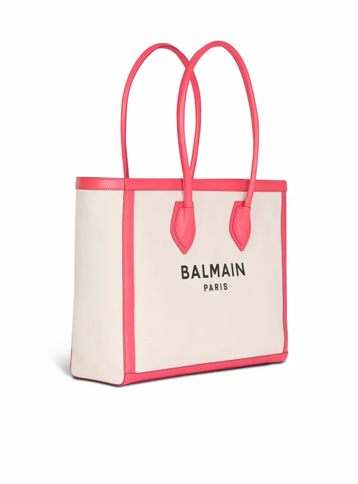 Balmain BArmy Bags Womens Canvas BArmy 42 Tote With Leather Panels Pink Balmain BArmy Bags Womens Canvas BArmy 42 Tote With Leather Panels Pink