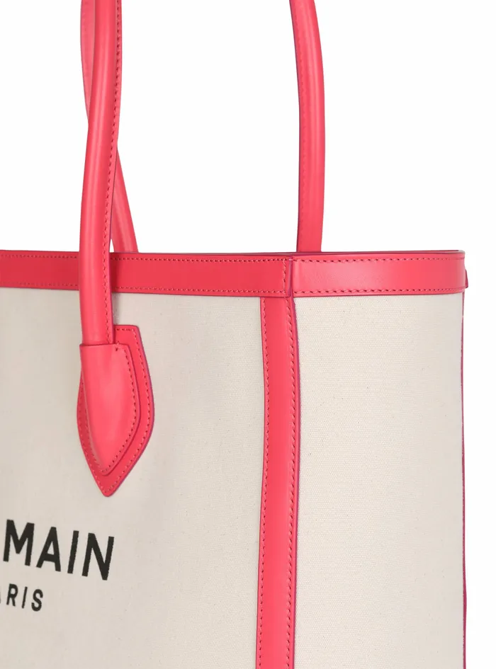 Balmain BArmy Bags Womens Canvas BArmy 42 Tote With Leather Panels Pink Balmain BArmy Bags Womens Canvas BArmy 42 Tote With Leather Panels Pink