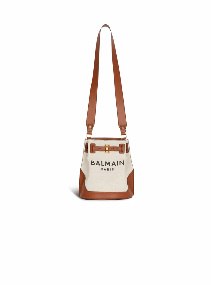 Balmain BArmy Bags Womens Canvas BArmy Bucket Bag With Leather Panels Brown