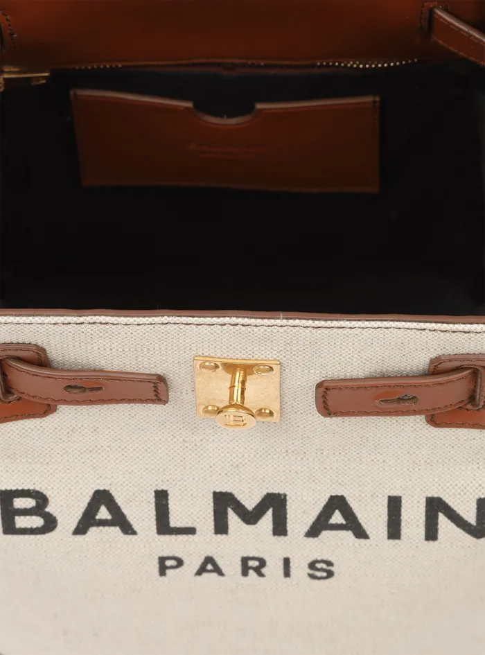 Balmain BArmy Bags Womens Canvas BArmy Bucket Bag With Leather Panels Brown