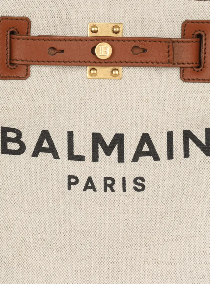 Balmain BArmy Bags Womens Canvas BArmy Bucket Bag With Leather Panels Brown