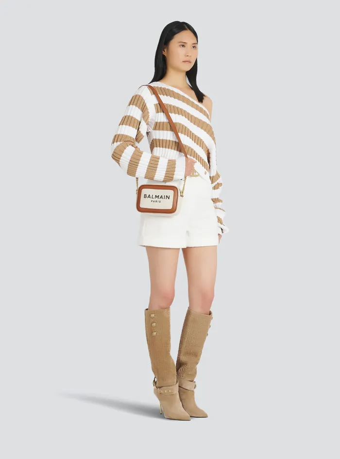 Balmain BArmy Bags Womens Canvas BArmy Camera Bag Withleather Panels Brown