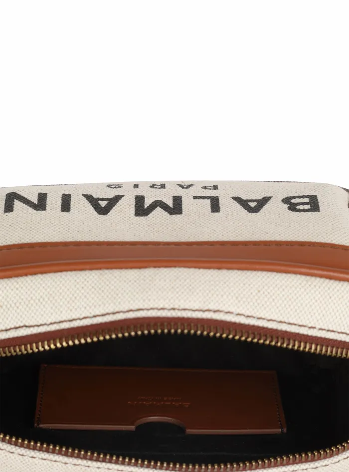 Balmain BArmy Bags Womens Canvas BArmy Camera Bag Withleather Panels Brown