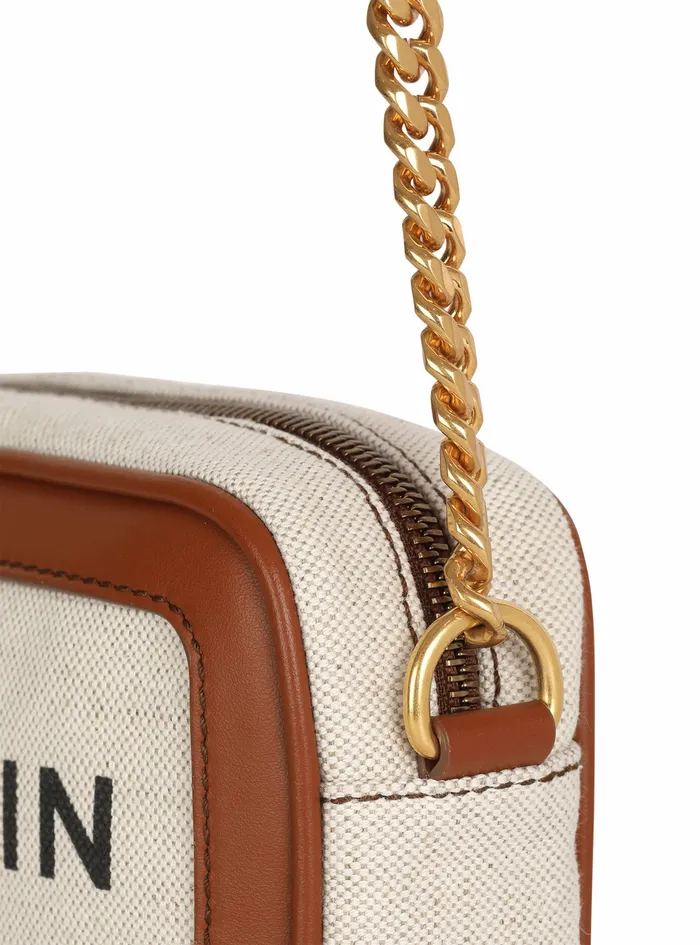 Balmain BArmy Bags Womens Canvas BArmy Camera Bag Withleather Panels Brown