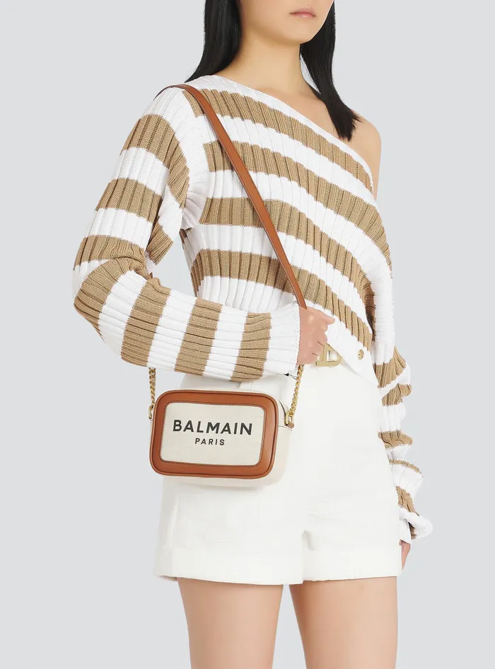 Balmain BArmy Bags Womens Canvas BArmy Camera Bag Withleather Panels Brown