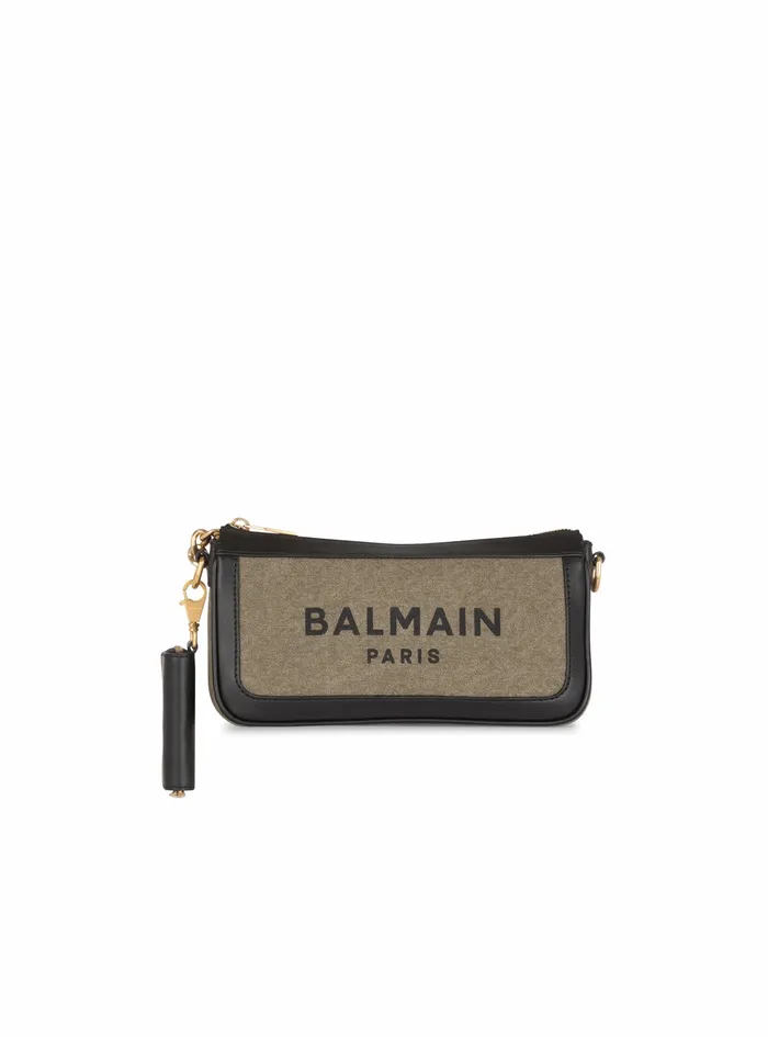 Balmain BArmy Bags Womens Canvas BArmy Clutch Bag With Leather Panels Khaki