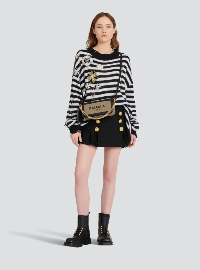 Balmain BArmy Bags Womens Canvas BArmy Clutch Bag With Leather Panels Khaki