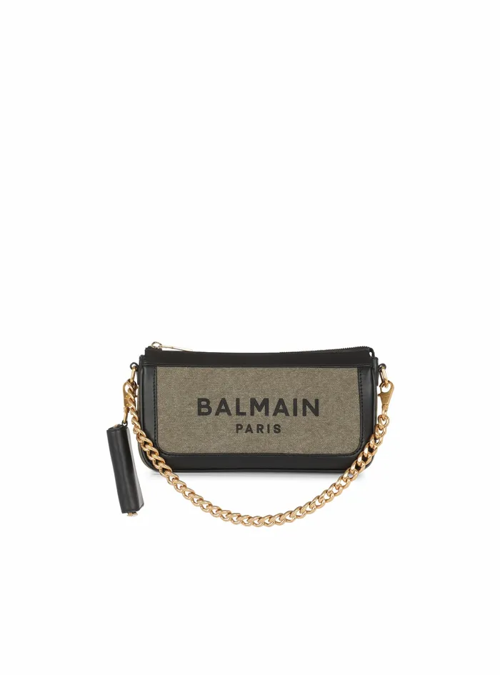 Balmain BArmy Bags Womens Canvas BArmy Clutch Bag With Leather Panels Khaki