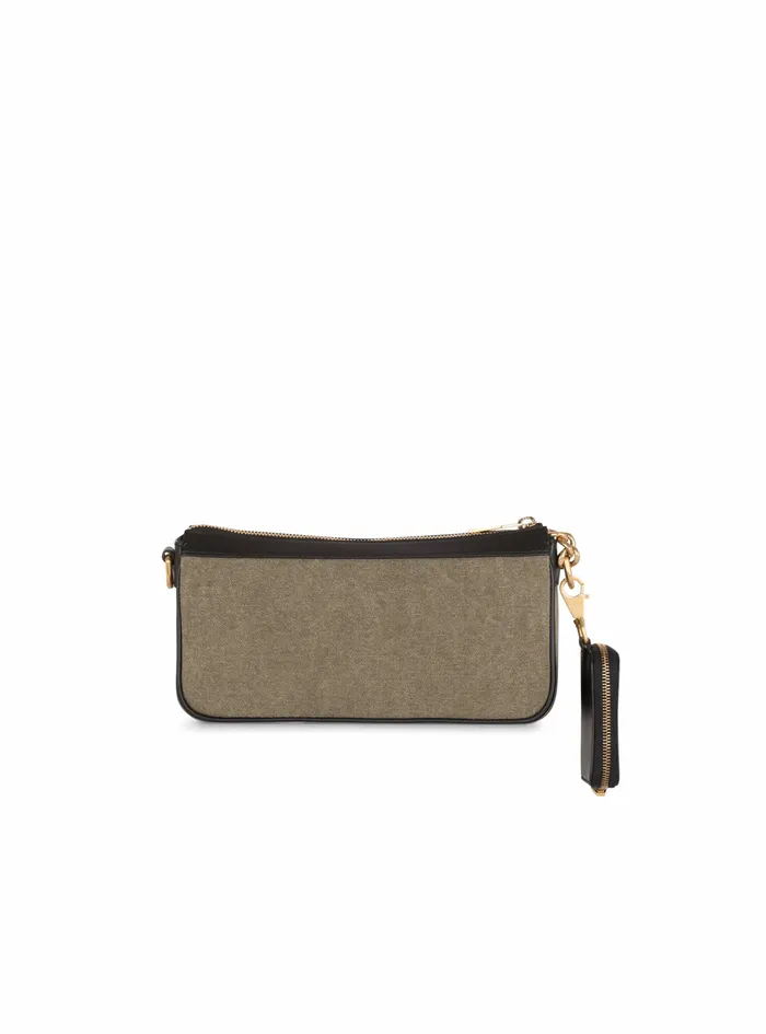 Balmain BArmy Bags Womens Canvas BArmy Clutch Bag With Leather Panels Khaki