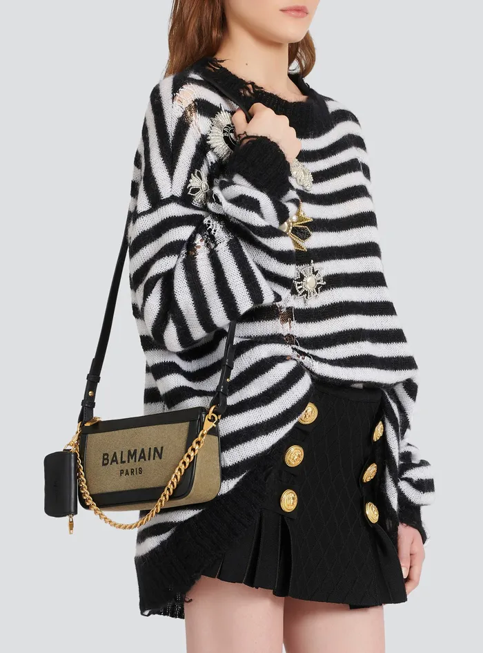 Balmain BArmy Bags Womens Canvas BArmy Clutch Bag With Leather Panels Khaki
