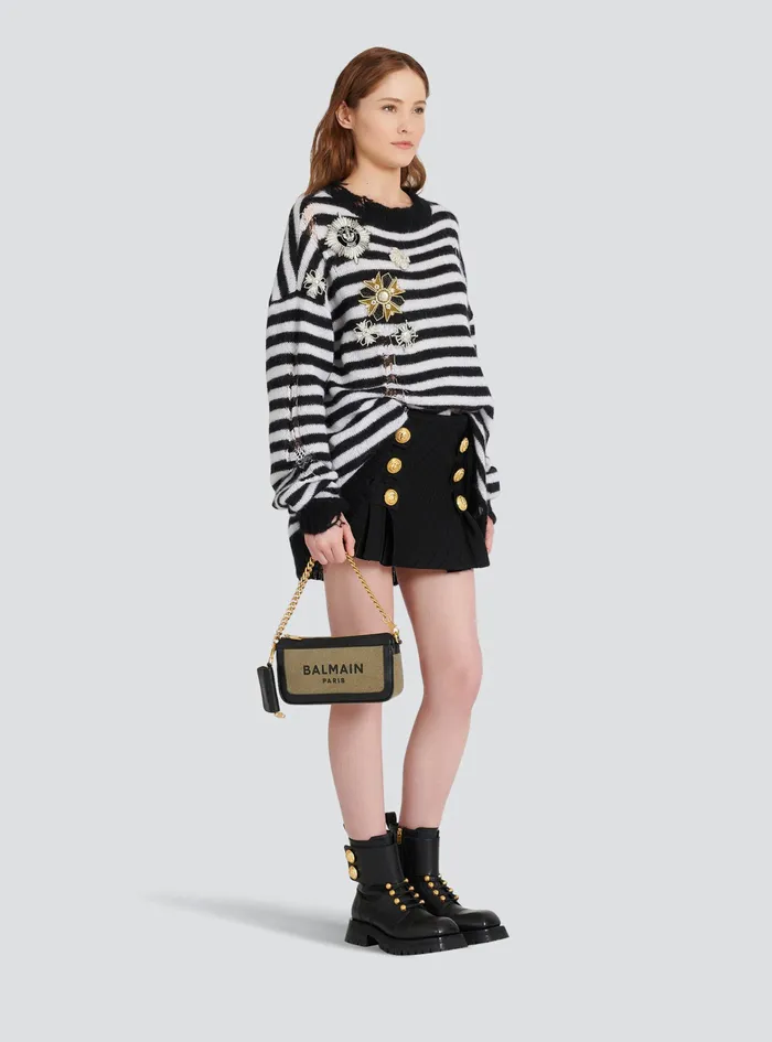Balmain BArmy Bags Womens Canvas BArmy Clutch Bag With Leather Panels Khaki