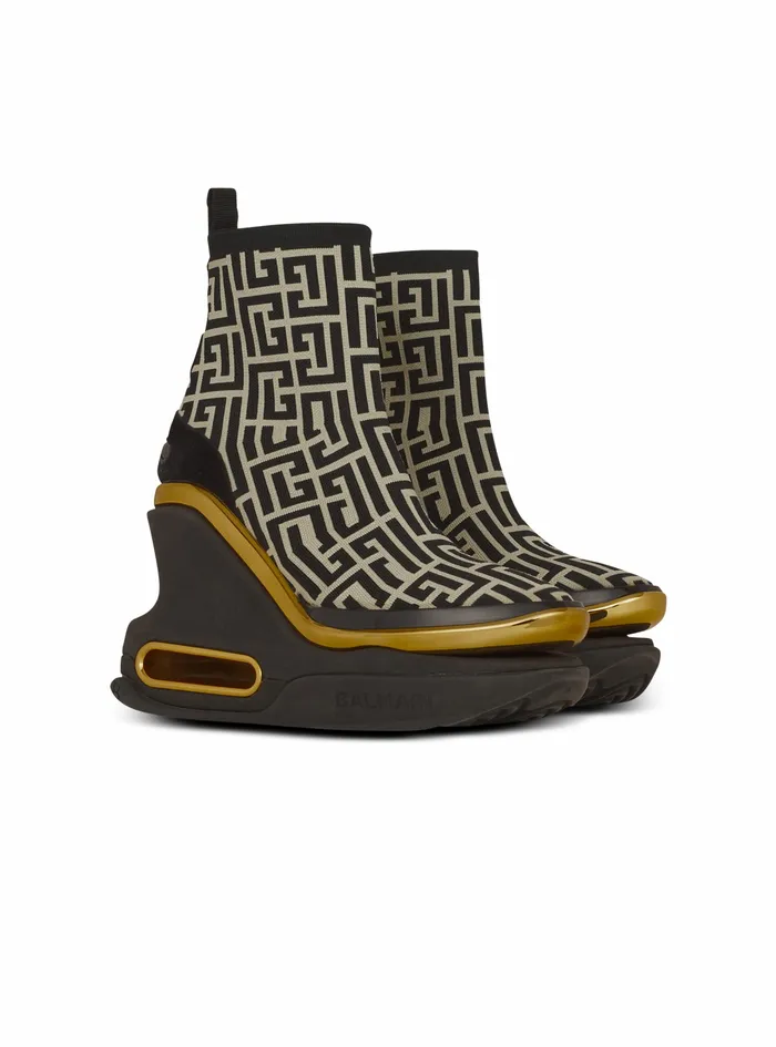 Balmain BBold Womens Bicolor And Suede BBold Wedge Sneakers Black Balmain BBold Womens Bicolor And Suede BBold Wedge Sneakers Black