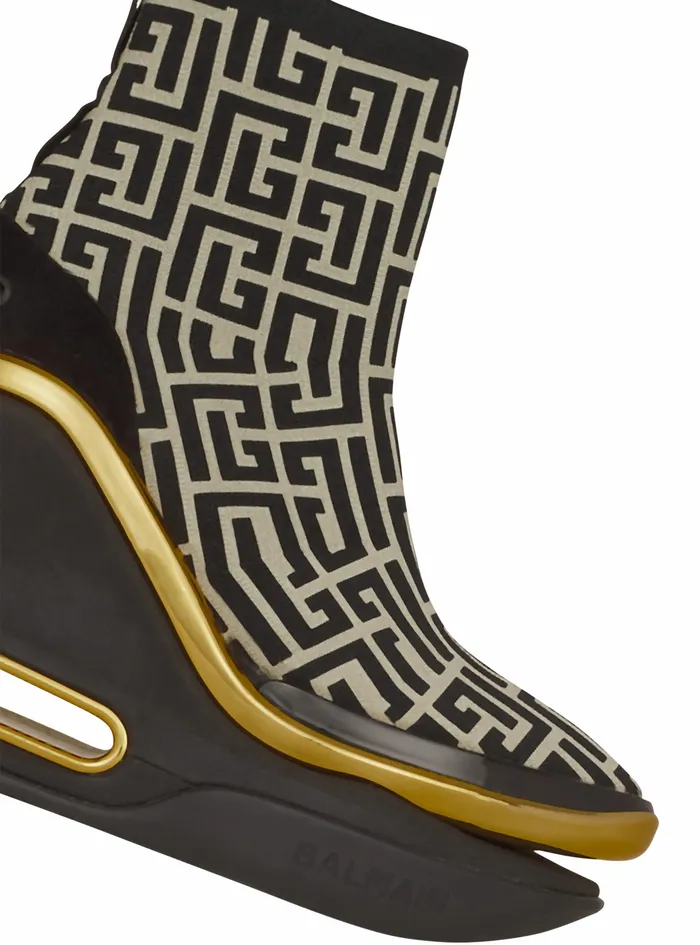 Balmain BBold Womens Bicolor And Suede BBold Wedge Sneakers Black Balmain BBold Womens Bicolor And Suede BBold Wedge Sneakers Black