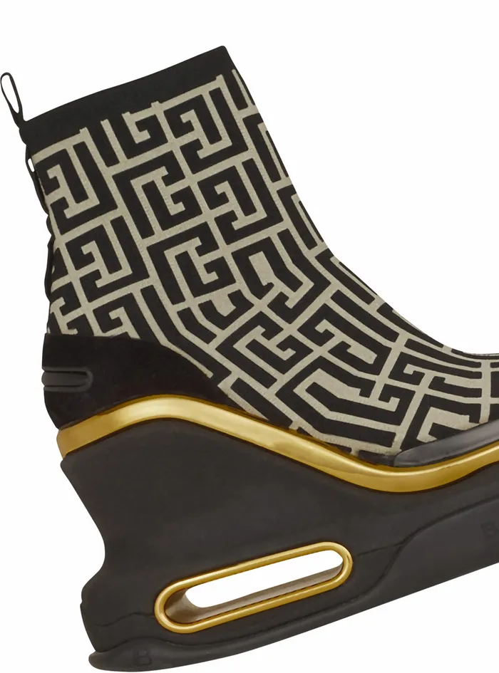 Balmain BBold Womens Bicolor And Suede BBold Wedge Sneakers Black Balmain BBold Womens Bicolor And Suede BBold Wedge Sneakers Black