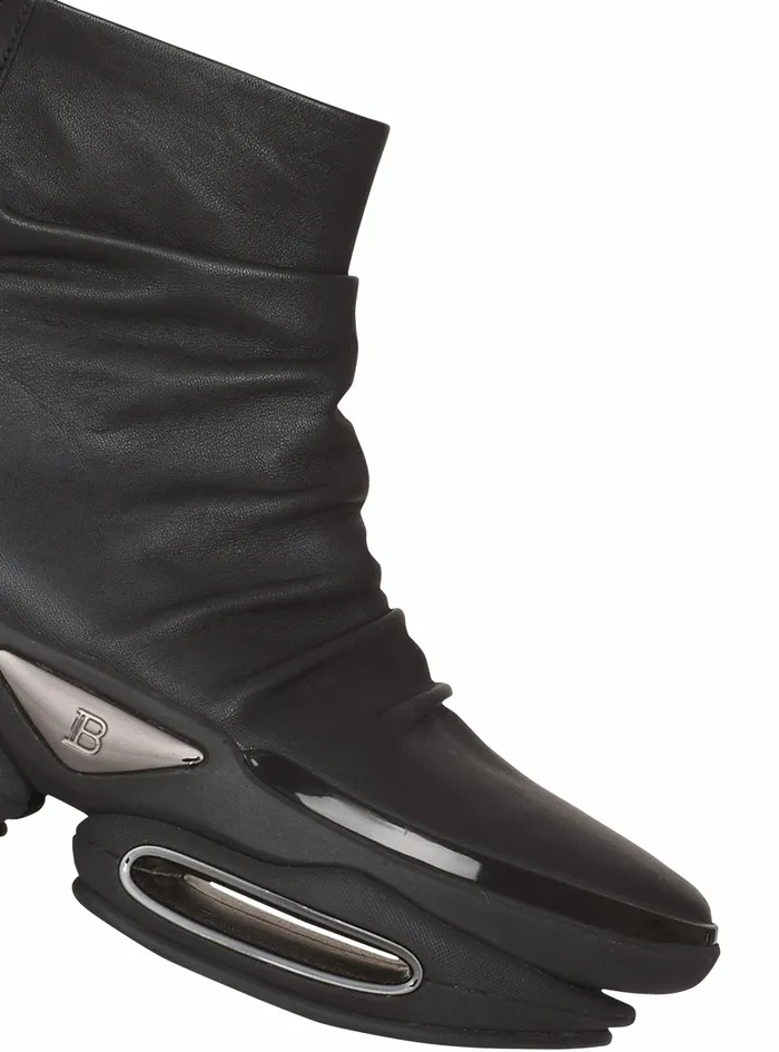 Balmain BBold Womens Draped Leather BBold HighTop Sneakers Black Balmain BBold Womens Draped Leather BBold HighTop Sneakers Black