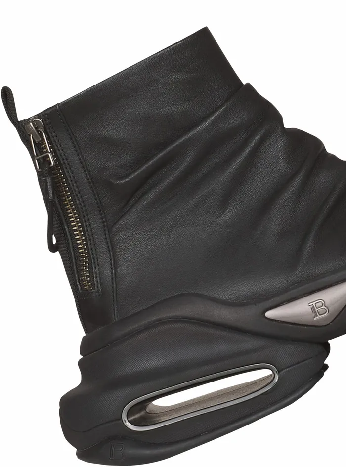 Balmain BBold Womens Draped Leather BBold HighTop Sneakers Black Balmain BBold Womens Draped Leather BBold HighTop Sneakers Black