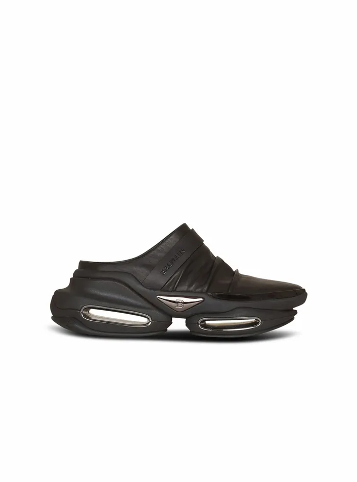 Balmain BBold Womens Draped Leather BBold Mule Sneakers Black