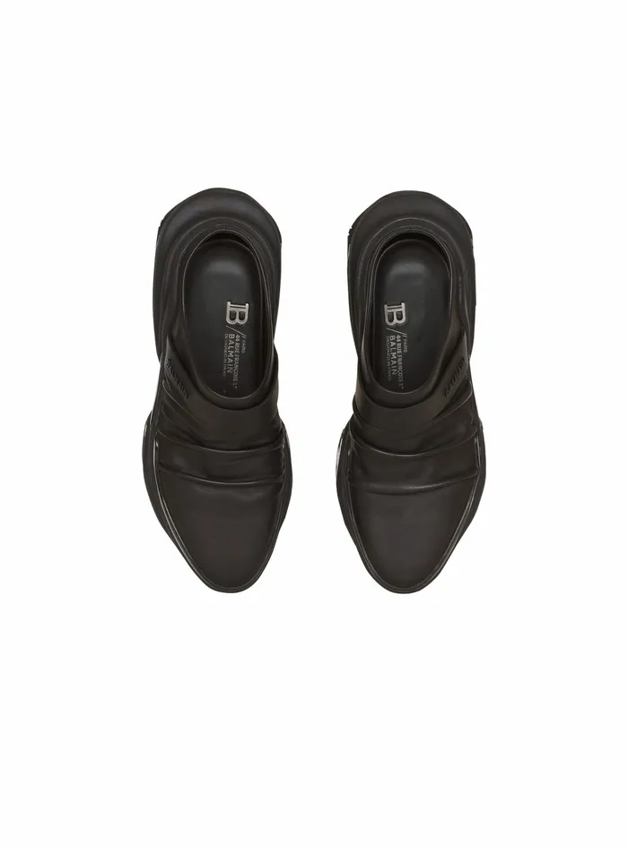 Balmain BBold Womens Draped Leather BBold Mule Sneakers Black Balmain BBold Womens Draped Leather BBold Mule Sneakers Black