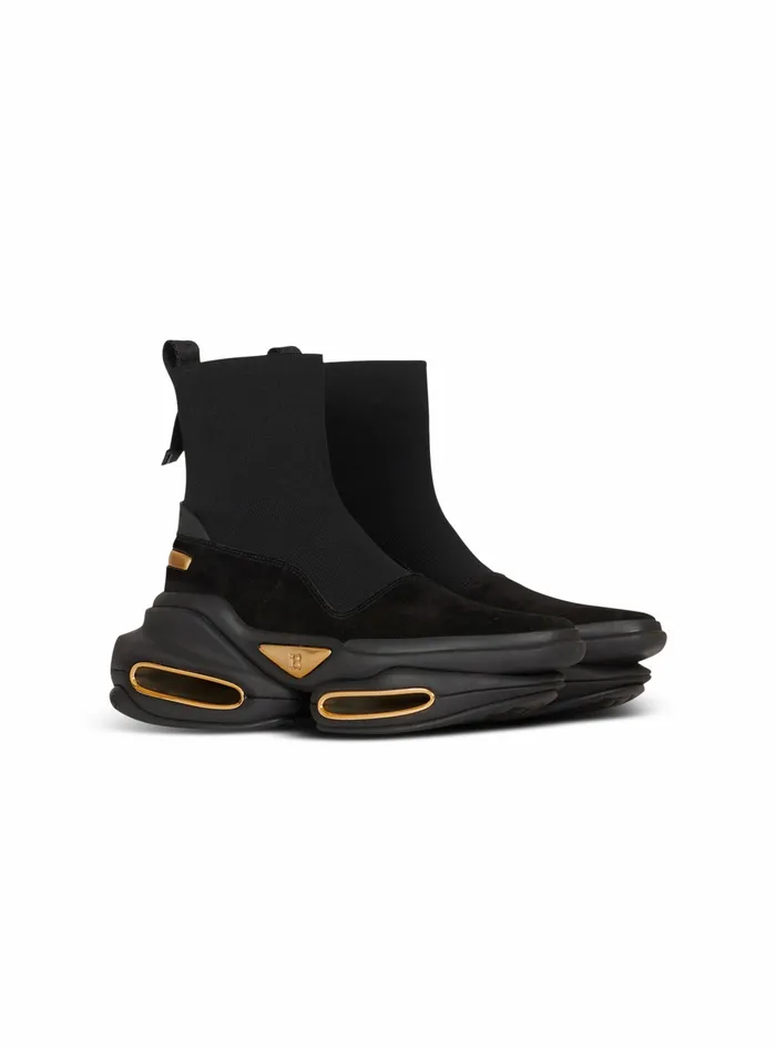 Balmain BBold Womens Suede And Knit BBold Sneakers With Straps Black Balmain BBold Womens Suede And Knit BBold Sneakers With Straps Black