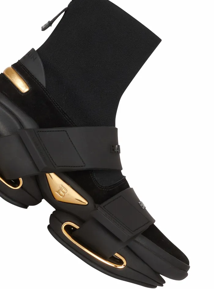 Balmain BBold Womens Suede And Knit BBold Sneakers With Straps Black Balmain BBold Womens Suede And Knit BBold Sneakers With Straps Black