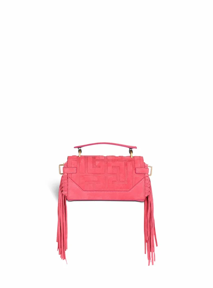 Balmain BBuzz Bags Womens Debossed Suede BBuzz 19 Bag With Fringe Pink Balmain BBuzz Bags Womens Debossed Suede BBuzz 19 Bag With Fringe Pink