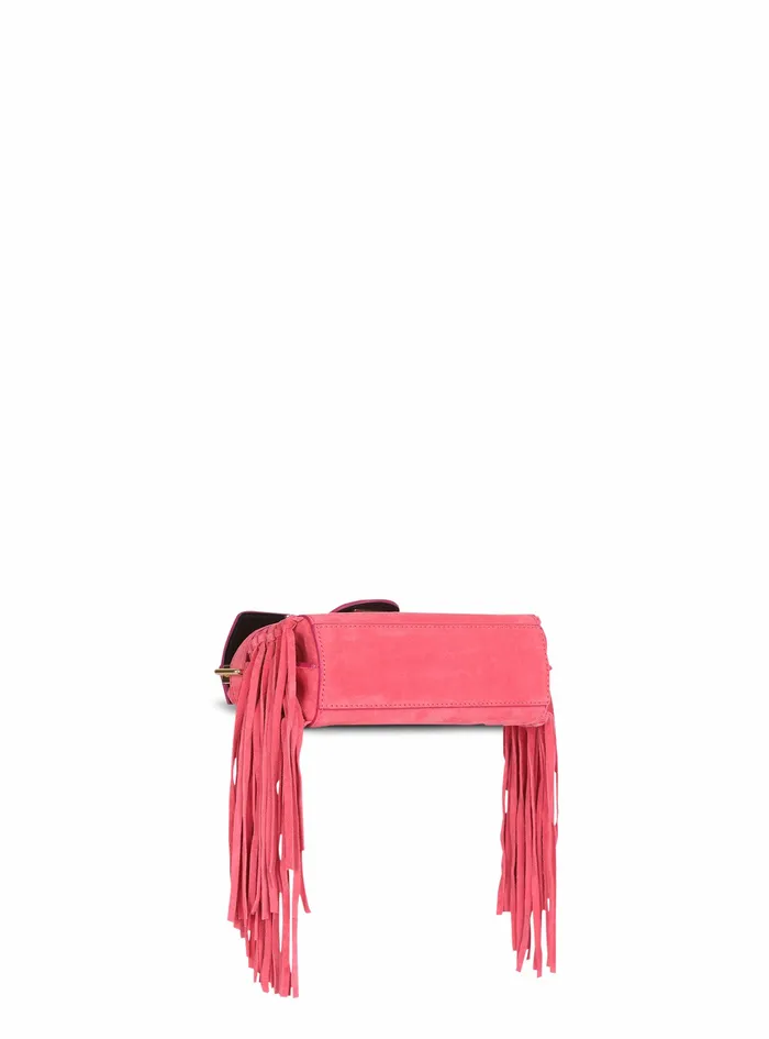 Balmain BBuzz Bags Womens Debossed Suede BBuzz 19 Bag With Fringe Pink Balmain BBuzz Bags Womens Debossed Suede BBuzz 19 Bag With Fringe Pink