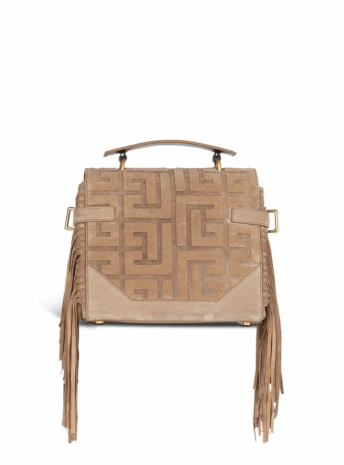 Balmain BBuzz Bags Womens Debossed Suede BBuzz 23 Bag With Fringe Beige Balmain BBuzz Bags Womens Debossed Suede BBuzz 23 Bag With Fringe Beige
