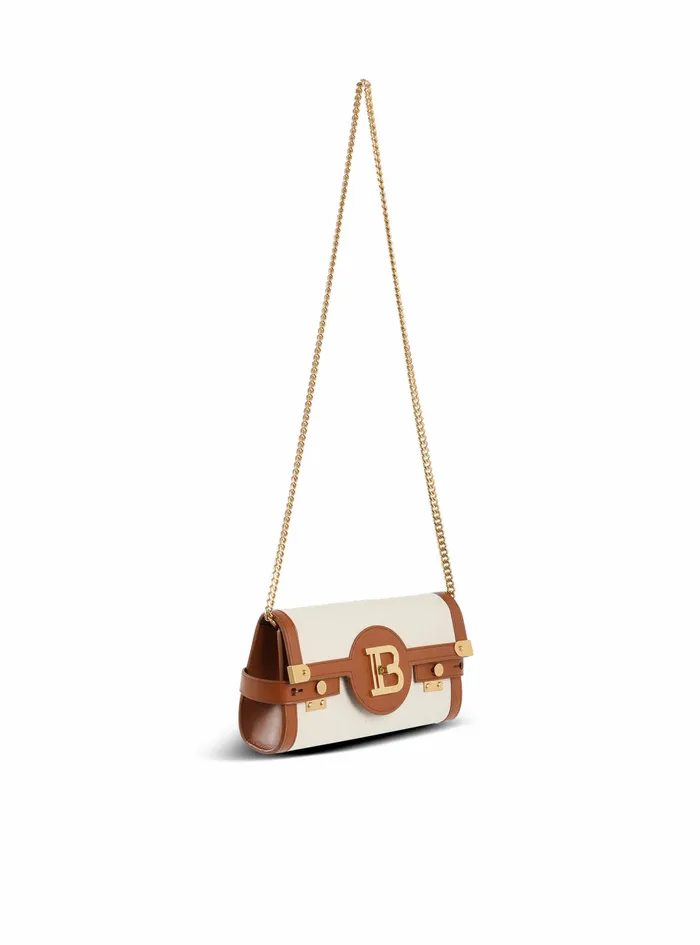 Balmain BBuzz Bags Womens Ecru Canvas BBuzz 23 Clutch With Brown Leather Panels Beige Balmain BBuzz Bags Womens Ecru Canvas BBuzz 23 Clutch With Brown Leather Panels Beige