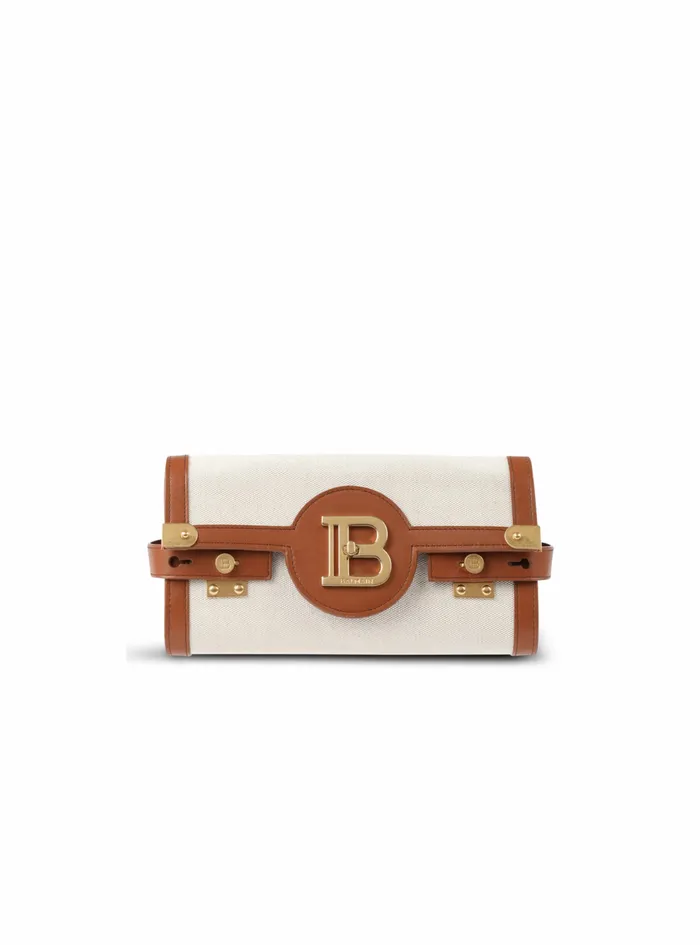 Balmain BBuzz Bags Womens Ecru Canvas BBuzz 23 Clutch With Brown Leather Panels Beige Balmain BBuzz Bags Womens Ecru Canvas BBuzz 23 Clutch With Brown Leather Panels Beige