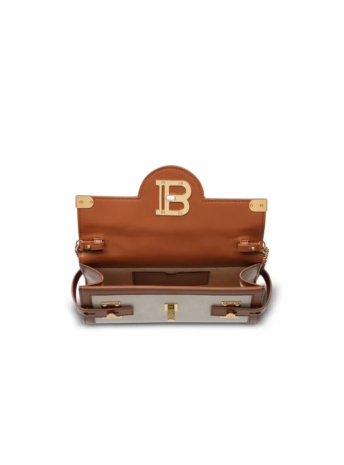 Balmain BBuzz Bags Womens Ecru Canvas BBuzz 23 Clutch With Brown Leather Panels Beige Balmain BBuzz Bags Womens Ecru Canvas BBuzz 23 Clutch With Brown Leather Panels Beige