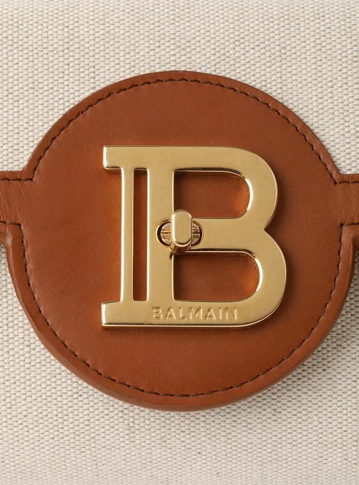 Balmain BBuzz Bags Womens Ecru Canvas BBuzz 23 Clutch With Brown Leather Panels Beige Balmain BBuzz Bags Womens Ecru Canvas BBuzz 23 Clutch With Brown Leather Panels Beige