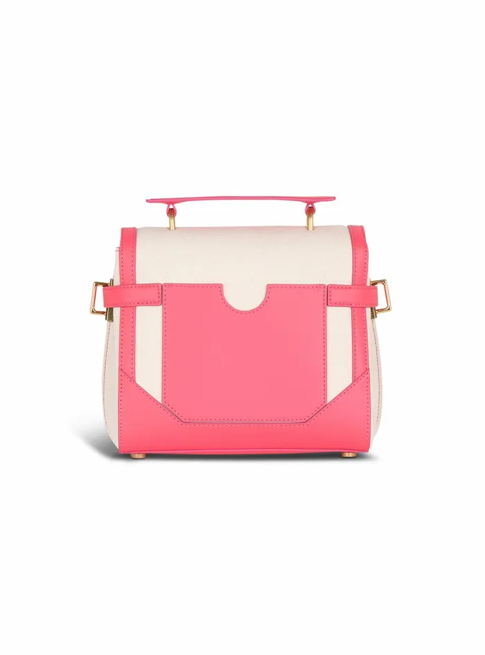 Balmain BBuzz Bags Womens Exclusive 8211 Canvas BBuzz 23 Bag With Leather Panels Pink Balmain BBuzz Bags Womens Exclusive 8211 Canvas BBuzz 23 Bag With Leather Panels Pink