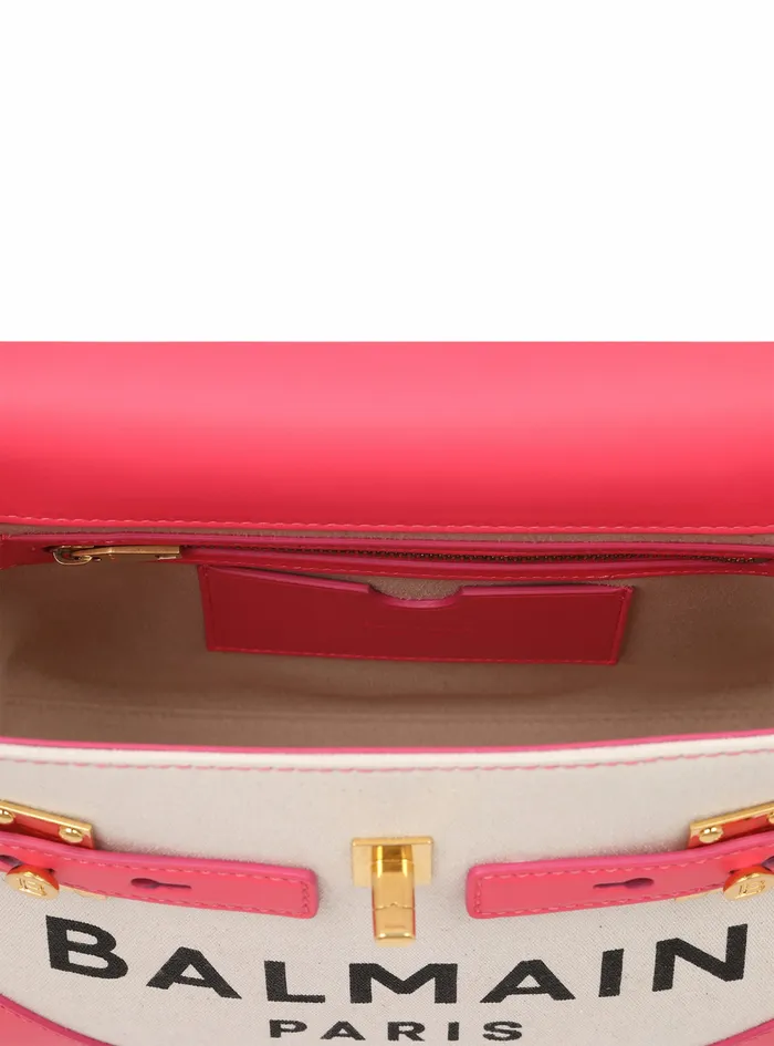 Balmain BBuzz Bags Womens Exclusive 8211 Canvas BBuzz 23 Bag With Leather Panels Pink Balmain BBuzz Bags Womens Exclusive 8211 Canvas BBuzz 23 Bag With Leather Panels Pink