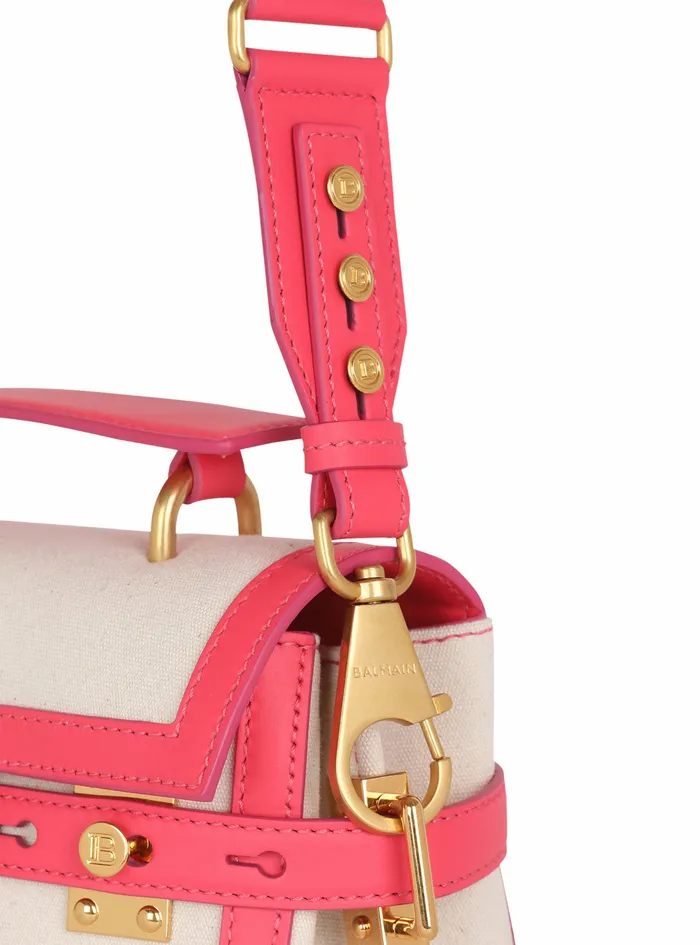 Balmain BBuzz Bags Womens Exclusive 8211 Canvas BBuzz 23 Bag With Leather Panels Pink Balmain BBuzz Bags Womens Exclusive 8211 Canvas BBuzz 23 Bag With Leather Panels Pink