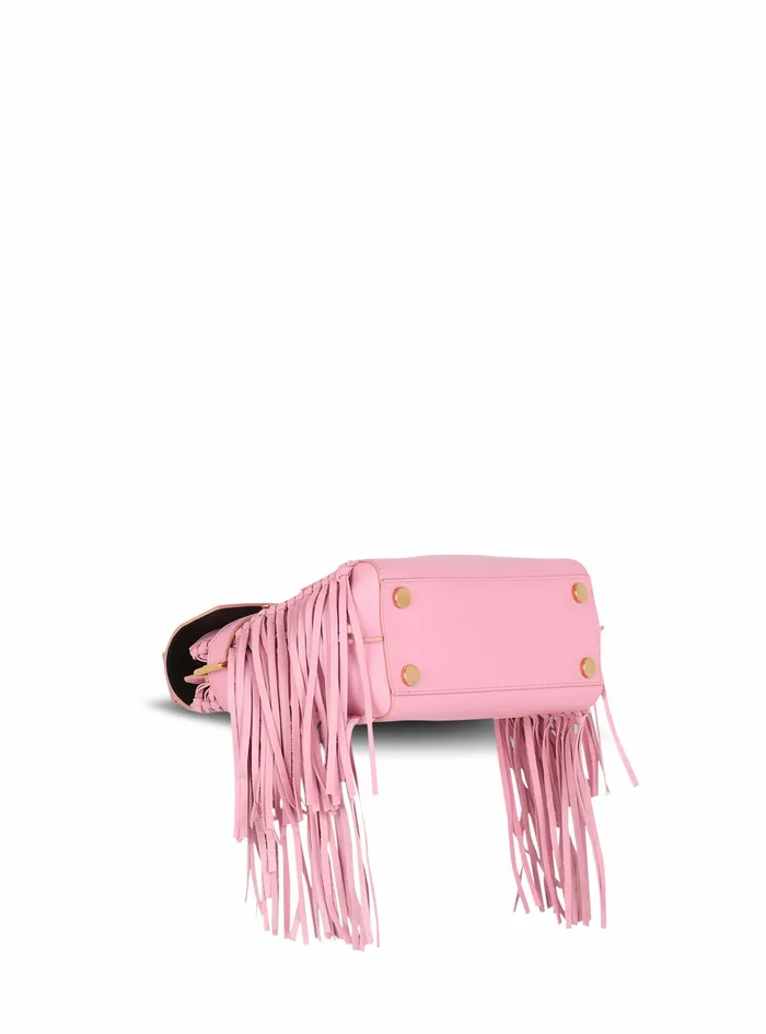 Balmain BBuzz Bags Womens Smooth Leather BBuzz 23 Bag With Fringe Pink