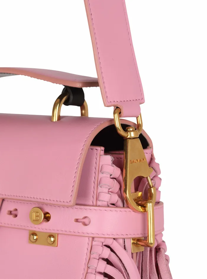 Balmain BBuzz Bags Womens Smooth Leather BBuzz 23 Bag With Fringe Pink