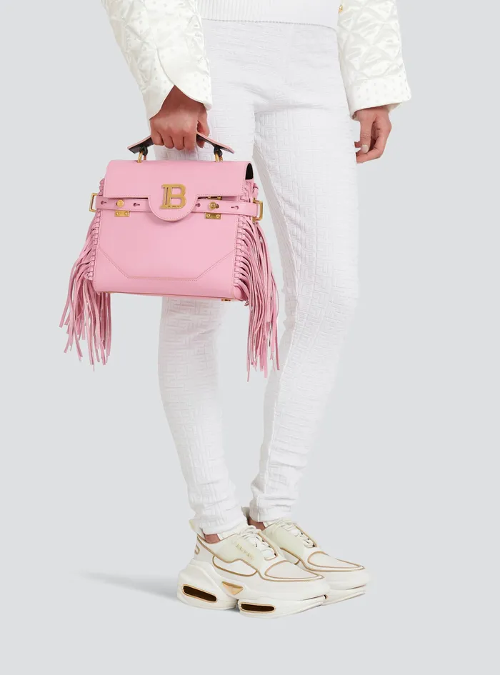 Balmain BBuzz Bags Womens Smooth Leather BBuzz 23 Bag With Fringe Pink