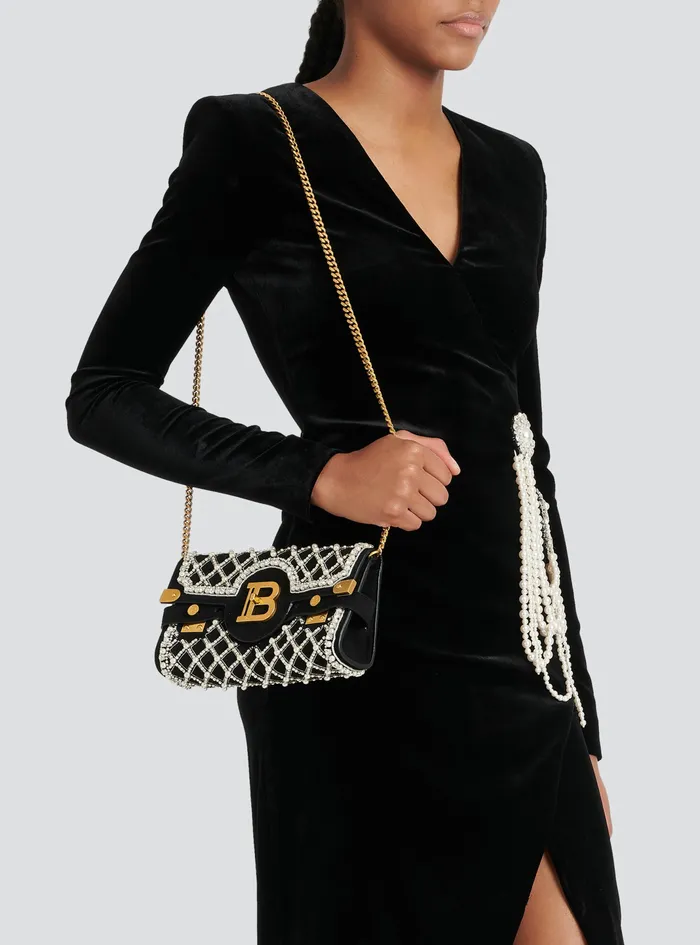 Balmain BBuzz Bags Womens Suede And Embroidered Pearl BBuzz 23 Clutch Bag Black Balmain BBuzz Bags Womens Suede And Embroidered Pearl BBuzz 23 Clutch Bag Black