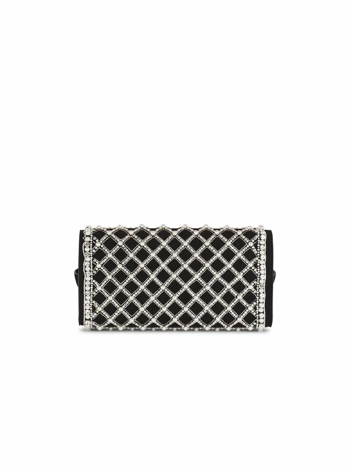 Balmain BBuzz Bags Womens Suede And Embroidered Pearl BBuzz 23 Clutch Bag Black Balmain BBuzz Bags Womens Suede And Embroidered Pearl BBuzz 23 Clutch Bag Black