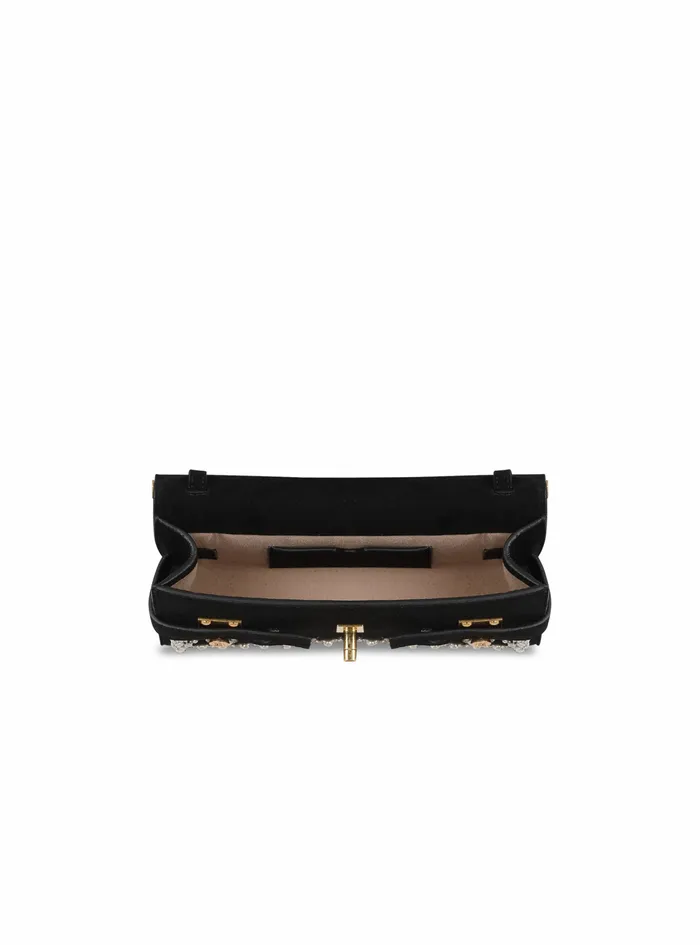 Balmain BBuzz Bags Womens Suede And Embroidered Pearl BBuzz 23 Clutch Bag Black Balmain BBuzz Bags Womens Suede And Embroidered Pearl BBuzz 23 Clutch Bag Black