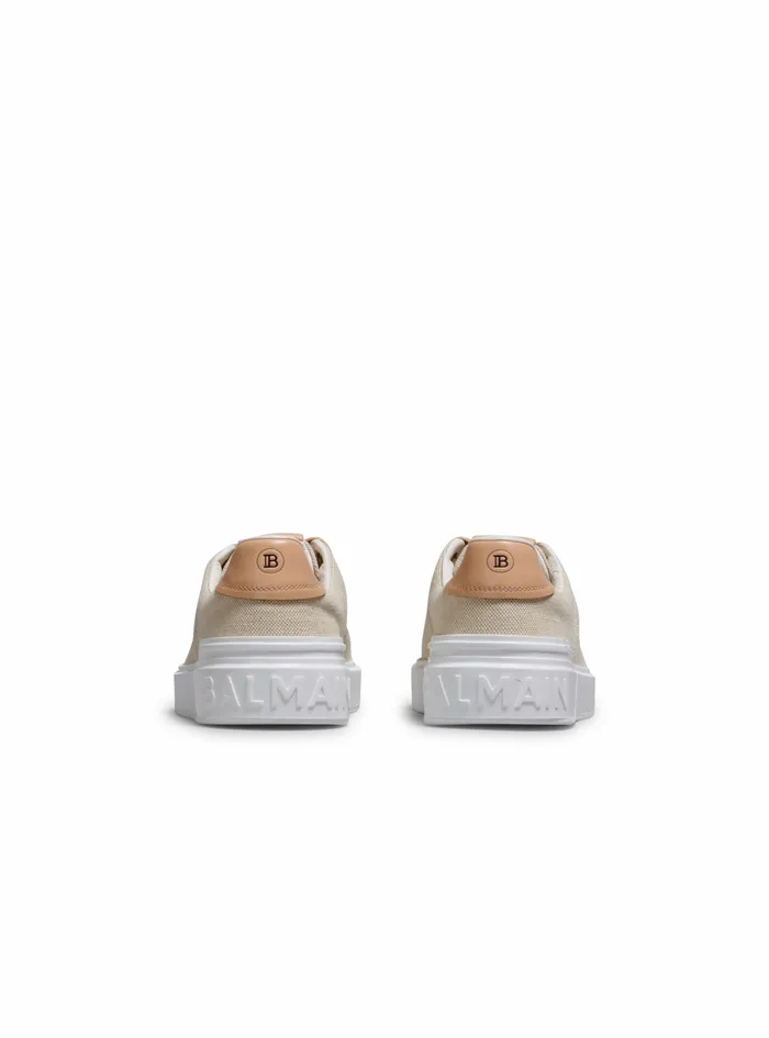 Balmain BCourt Womens Logo Print Canvas BCourt Sneakers Beige Balmain BCourt Womens Logo Print Canvas BCourt Sneakers Beige