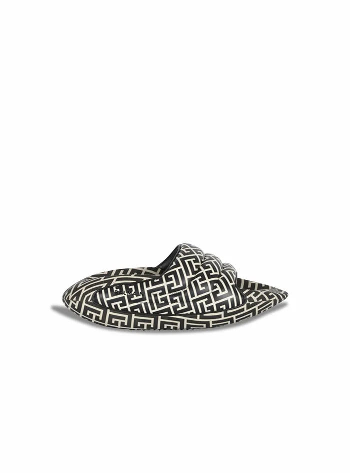 Balmain BIt Womens Bicolor Quilted Leather BIt Mules With Balmain Monogram Print Black Balmain BIt Womens Bicolor Quilted Leather BIt Mules With Balmain Monogram Print Black