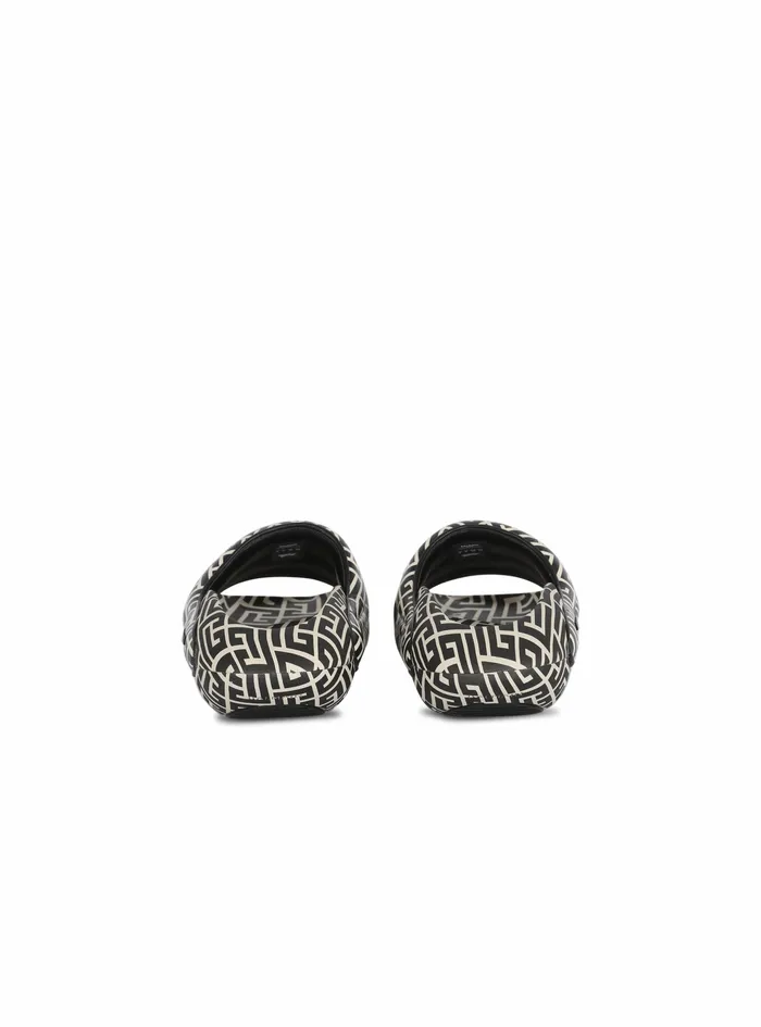 Balmain BIt Womens Bicolor Quilted Leather BIt Mules With Balmain Monogram Print Black Balmain BIt Womens Bicolor Quilted Leather BIt Mules With Balmain Monogram Print Black