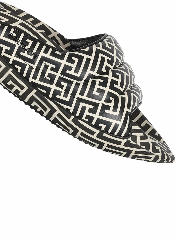 Balmain BIt Womens Bicolor Quilted Leather BIt Mules With Balmain Monogram Print Black Balmain BIt Womens Bicolor Quilted Leather BIt Mules With Balmain Monogram Print Black